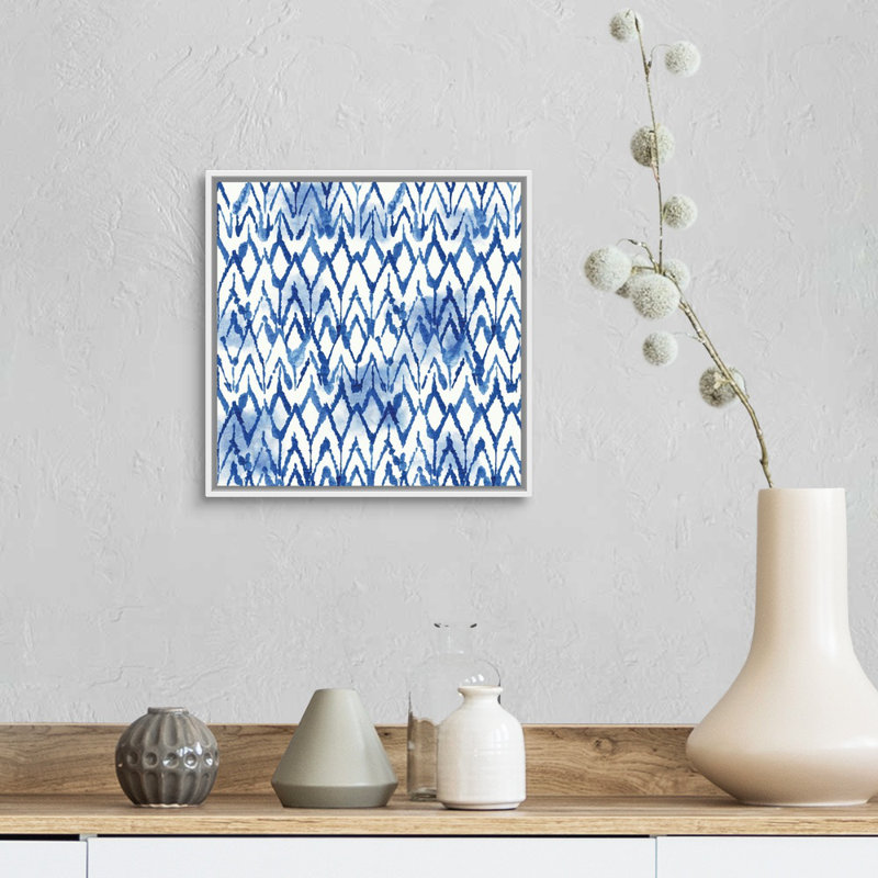 Ornement indigo clair par Aimee Wilson-reproduction d’art sur toile, Cadre blanc, H 14 po x l 14 po x P 1,75 po