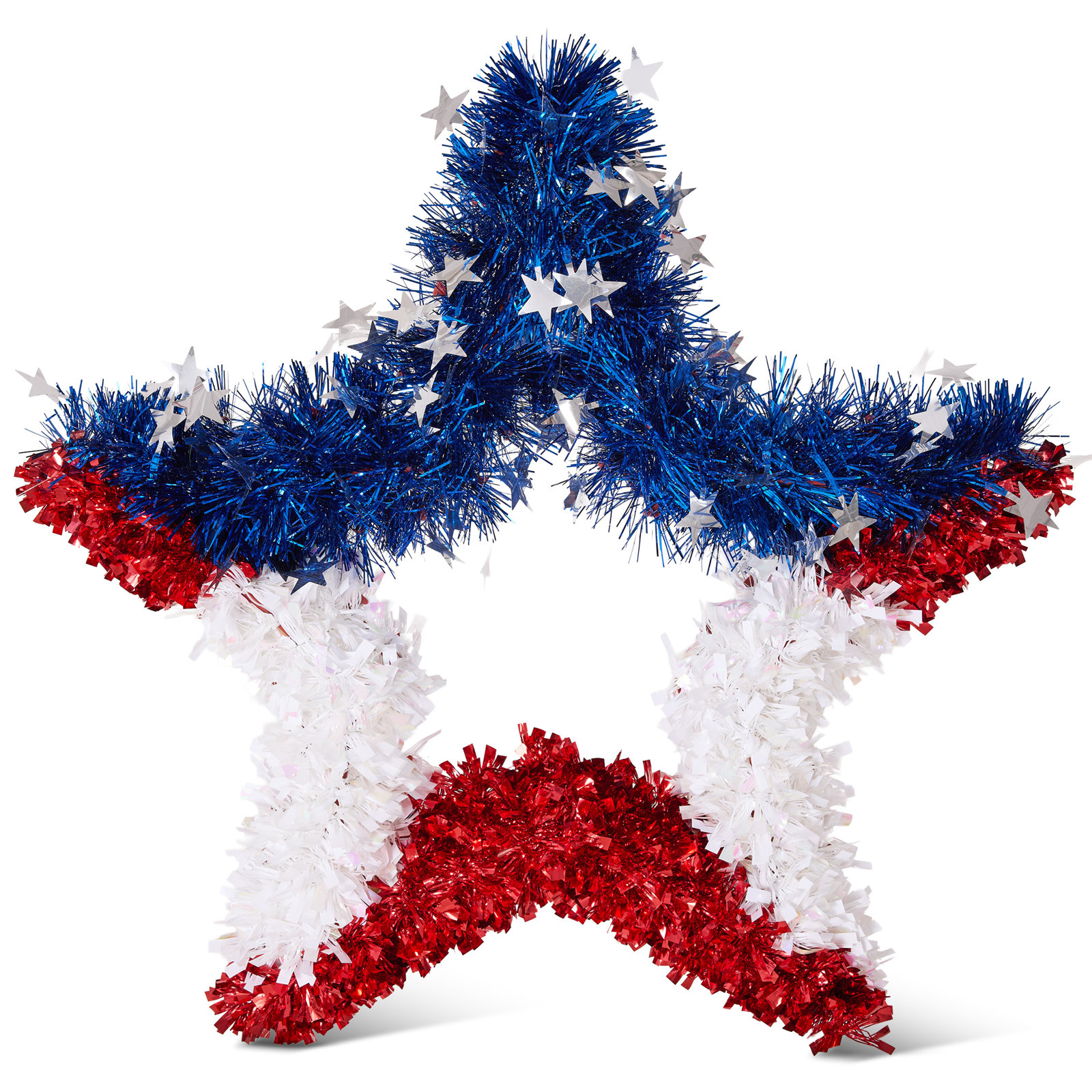 Patriotic Star Wreath 20In 4Th Of July Wreath For Front Door - Sparkling Red White Blue Tinsel American Flag Wreath Independence Day Memorial Day Decorations Patriotic Door Decor