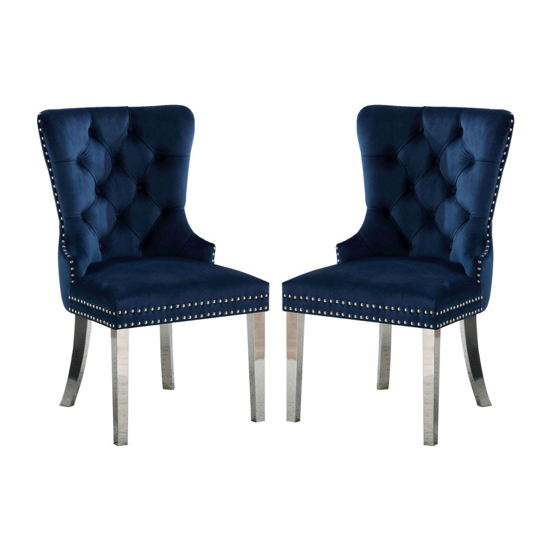 Chaises de salle à manger à oreilles avec dossier capitonné