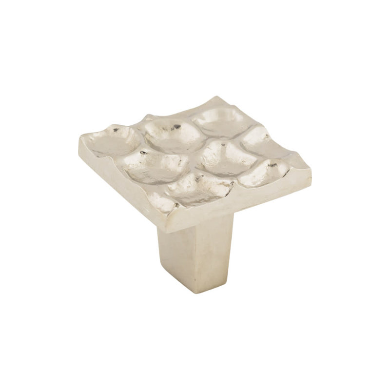 Cobblestone 1 1/8" Length Square Knob, Polished Nickel, 1 3/8" Length