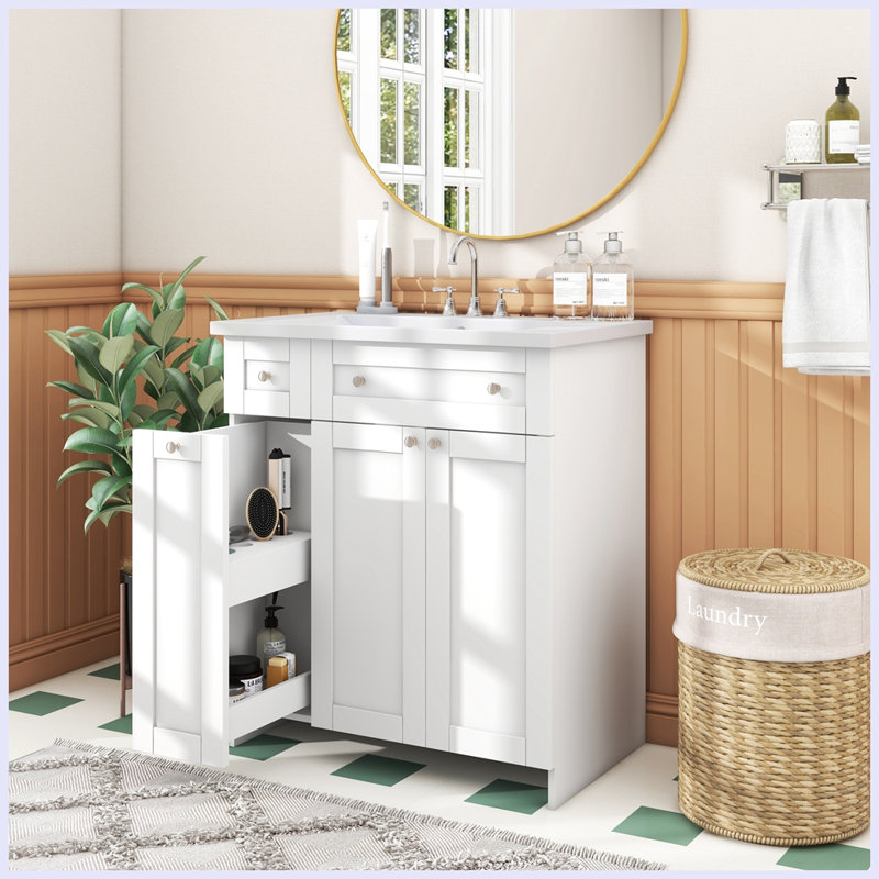 Meuble-lavabo moderne avec lavabo simple, Blanc