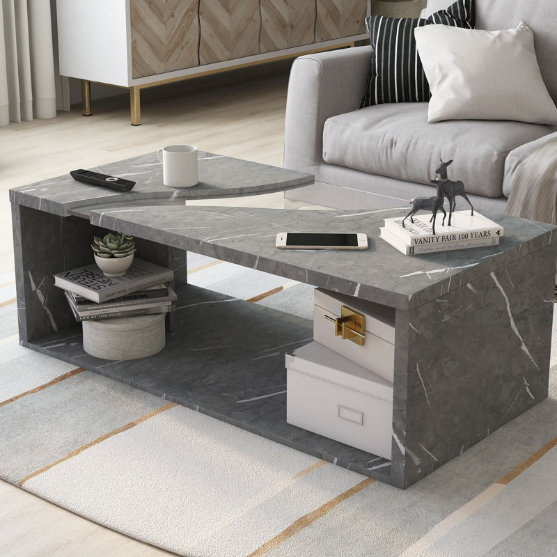 Temple Meads Single Coffee Table, Marble Gray