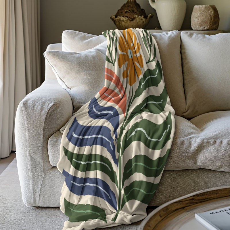 Radiant Floral Serenade - 1 pièce Sherpa Premium - impression d'art luxueux, Lit simple