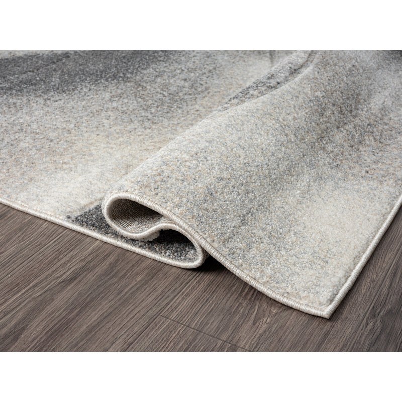 Tapis crème / gris clair à motif abstrait Jhoel Collection, Rectangle 2 pi 4 po x 3 pi 3 po