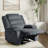 Ameiah Upholstered Dark Gray Corduroy Manual Push Back Recliner Chair with Wingback-381254194