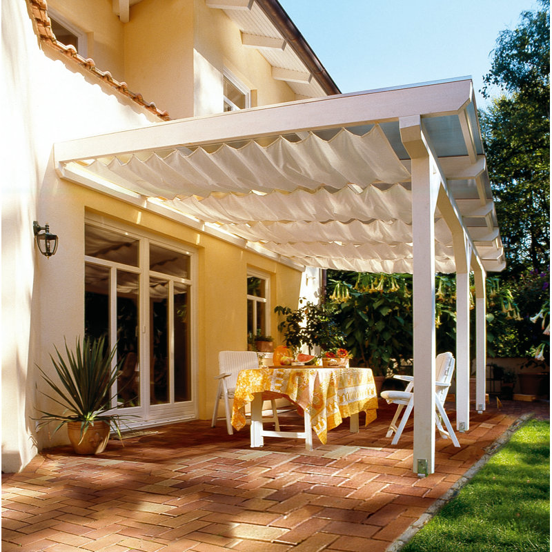 Sun Shade incl. Mounting Kit, Cream, 270 x 140cm, Laufhakenstopper, Edelstahlseil und 2 Seilspanner