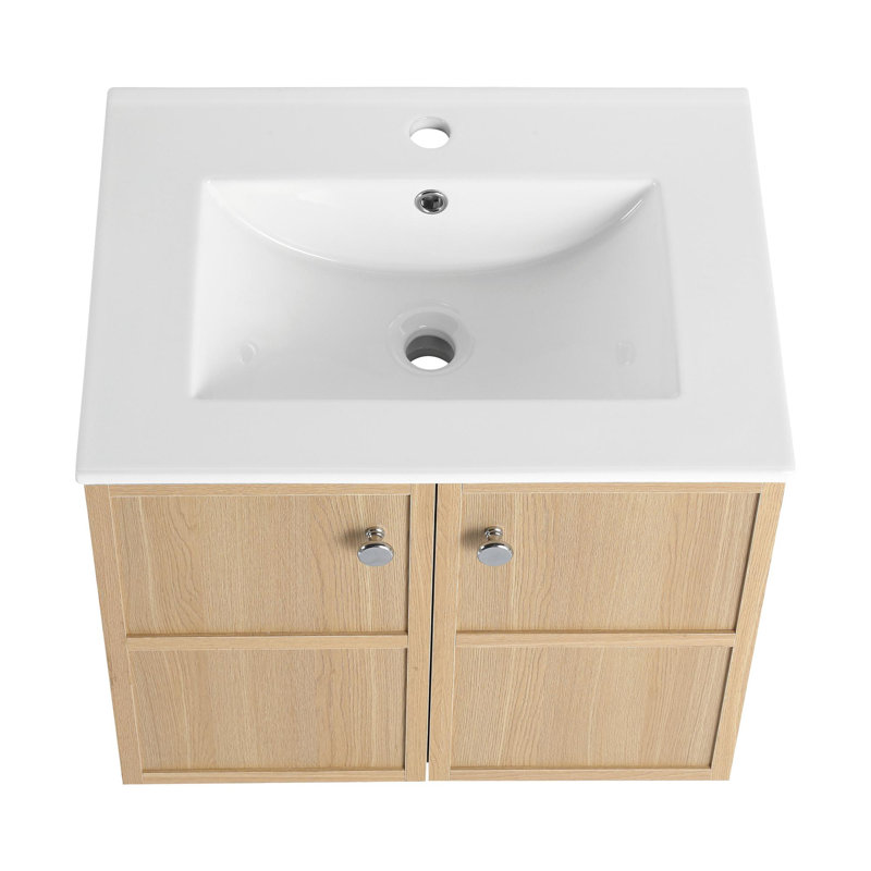Meuble-lavabo mural avec lavabo en céramique, 24"