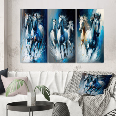 3 pièces sur toile - Chevaux qui courent