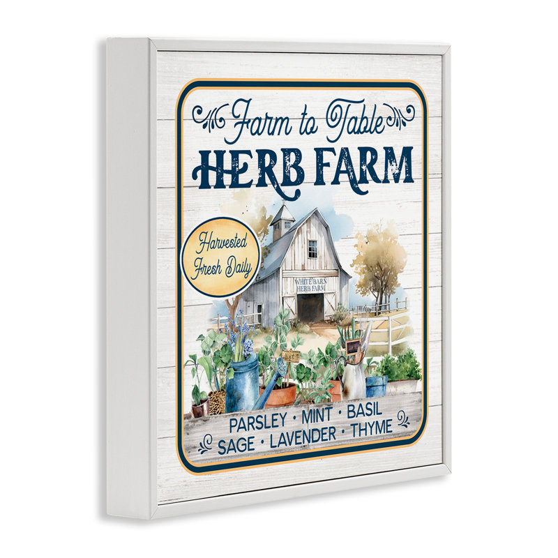 Art giclée Fresh Fresh Herb Farm par Mollie B., H 12 po x l 12 po, Estampe numérique encadrée blanc bord de mer