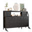 Commode de 140 cm de large pour chambre à coucher, avec 14 tiroirs, commode avec tablette ouverte, tour de rangement en tissu avec structure en métal et plateau en bois, meuble télé de rangement pour vêtements et accessoires-537154609