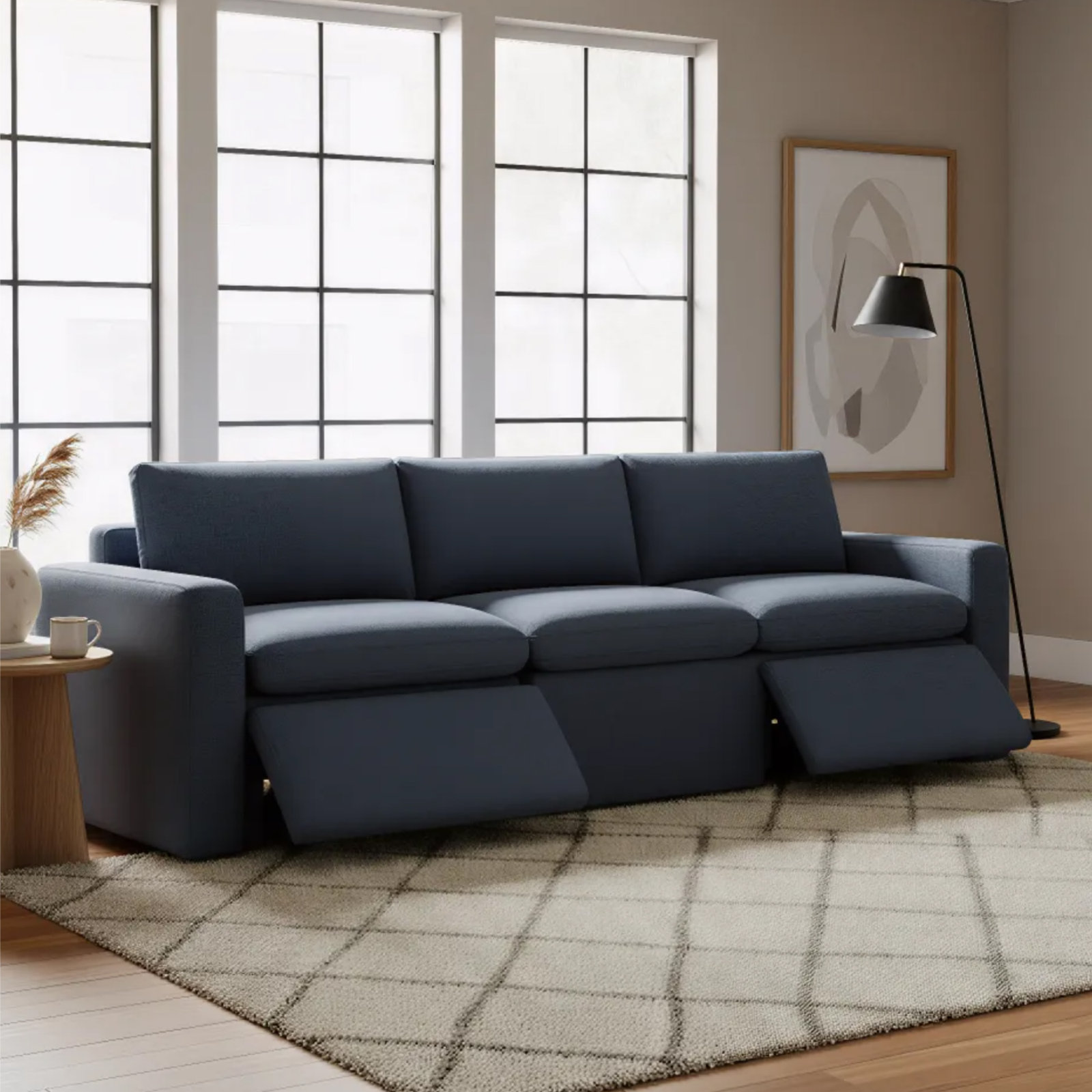 Lana 104" Linen Modular Sofa, Elite Indigo