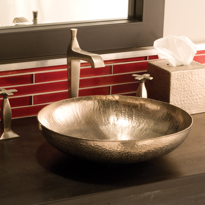 Maestro Copper Circular Vessel Bathroom Sink, Antique Copper