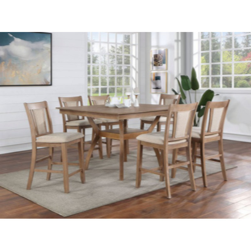 Upholstered Counter Stool with Solid Wood Frame