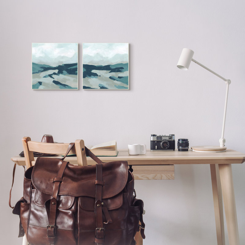 Cloudy Blue Mountain Scene Abstract Wood Wall Art, 12 x 12
