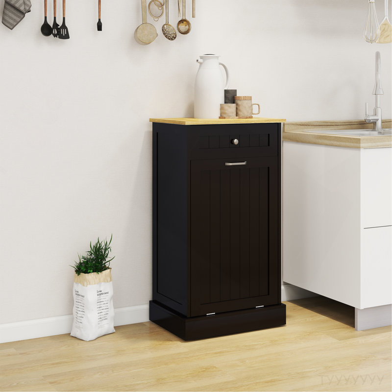 Armoire poubelle de cuisine à un tiroir et un compartiment inclinable