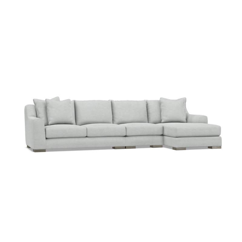Sectional, Light Gray Polyester Blend, 35" H x 135" W x 63.5" D, Right Hand Facing