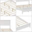 Très grand lit plateforme moderne en bois massif blanc avec tête de lit - structure en bois de pin, design minimaliste élégant-628650131-628650126