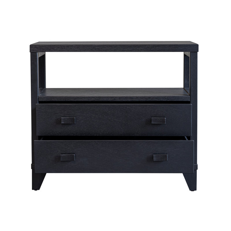 Aditya 34'' W Solid Wood Nightstand, Black