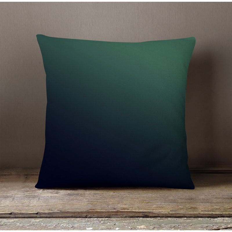 Throw Pillow With Insert, 16"H x 16"W, Black/Green Ombre 1