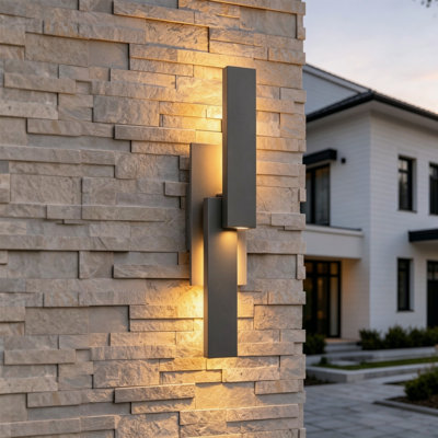 21 Inch H Dimmable LED Gray Aluminum Outdoor Wall Light