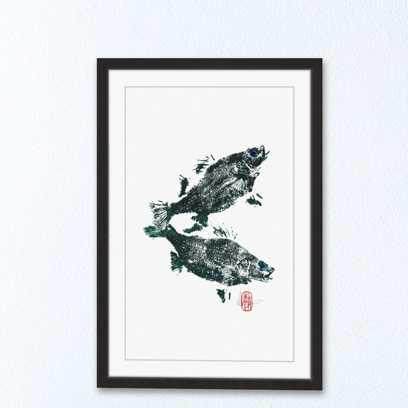 « fish reflection », reproduction d’art encadrée, H 24 po x l 16 po x P 1,5 po