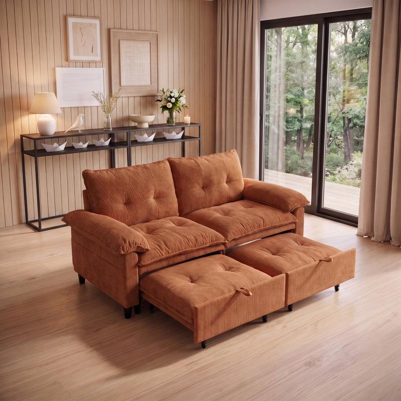 Canapé-lit convertible avec matelas escamotable 73 po, Orange