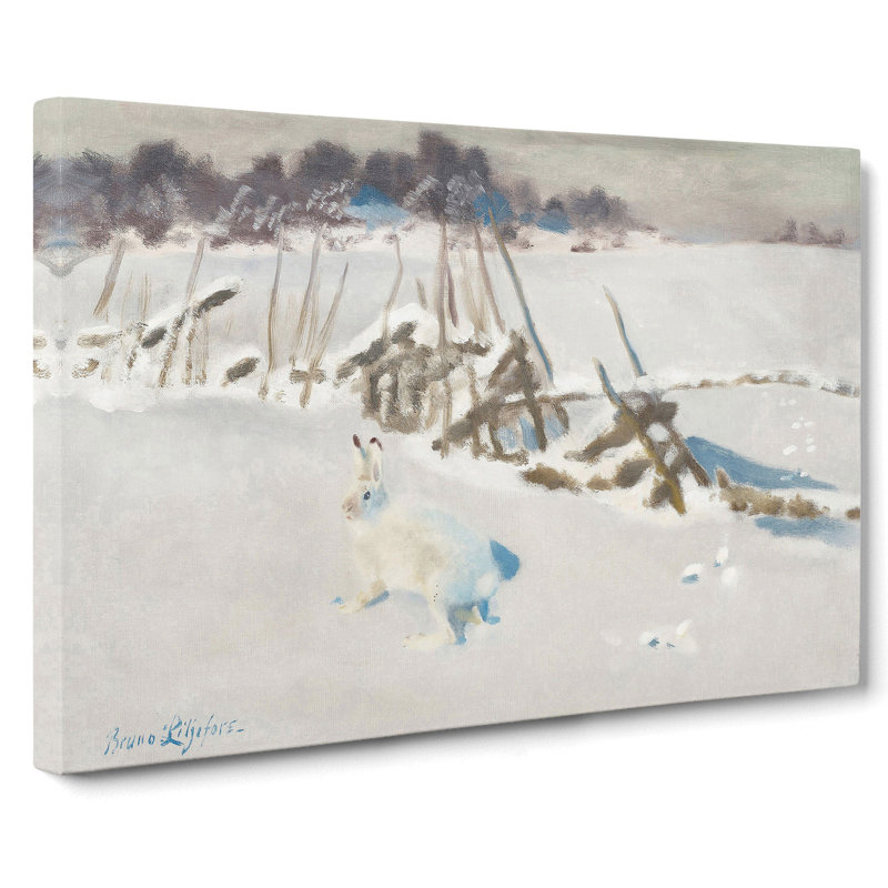 White Hare Vol.2 by Bruno Liljefors - Wrapped Canvas Painting, 50cm H x 76cm W x 3cm D