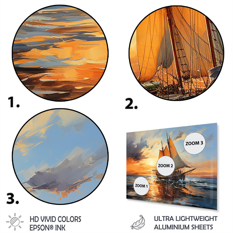 Boat Expressive Seascapes I - Impression sans cadre sur métal, H 30 po x l 40 po x P 1 po