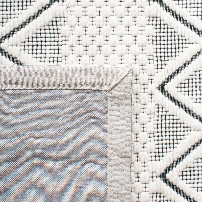 Tapis géométrique en laine et en coton tissé à la main avec latex Marbella, Rectangle 5 pi x 8 pi