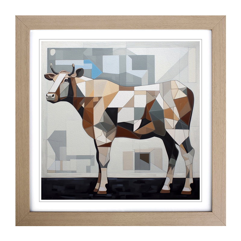 Cow Constructivism No.1 - Framed Print, Oak