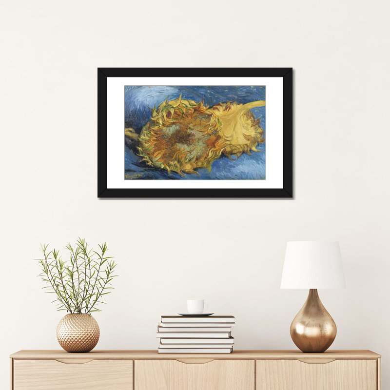 Tournesols, 1887, impression sur toile, H 16 po x l 24 po x P 1 po, Papier avec cadre noir, Blanc