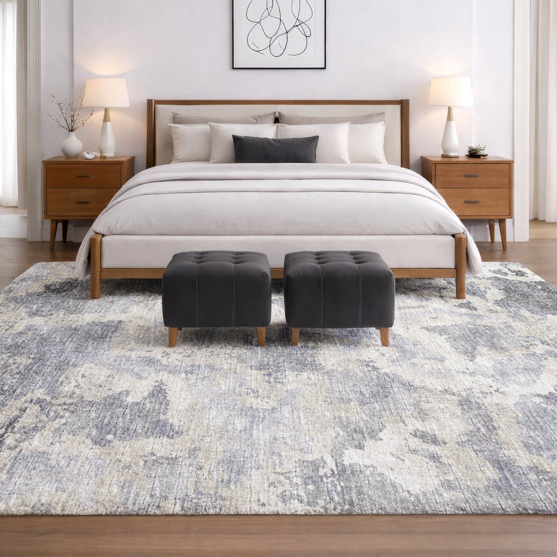 Premium Machine Washable Dream Shag ADS67 Soft Abstract Rug, Gray, 3' x 5'