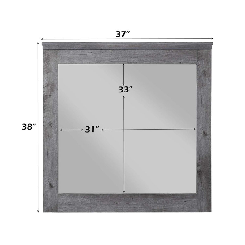 Miroir Vidalia 37 po x 38 po, finition chêne gris rustique