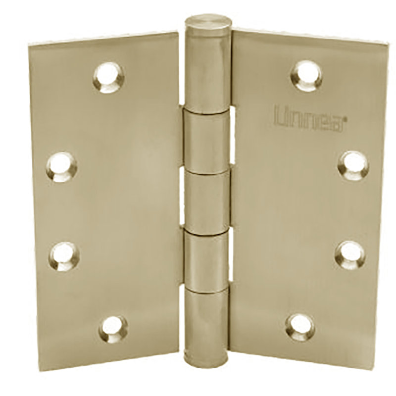 Stainless Steel Butt Bearing Hinge, 4'' H x 4'' W, Satin Brass