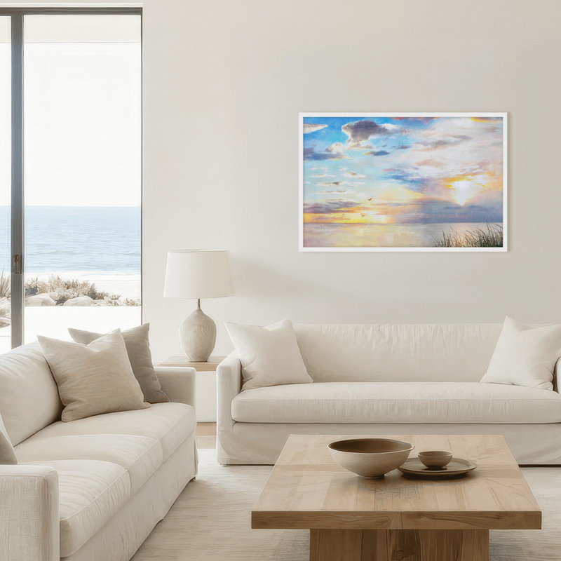 A New Dawn Acrylic Painting Print, 24" H x 36" W x 1.125" D, Framed Print, Brown