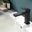Robinet de salle de bain noir - à poignée simple, latéral, noir mat, à fixation sur le comptoir, cuve moderne en laiton à trou, une poignée, finition, fixation au comptoir