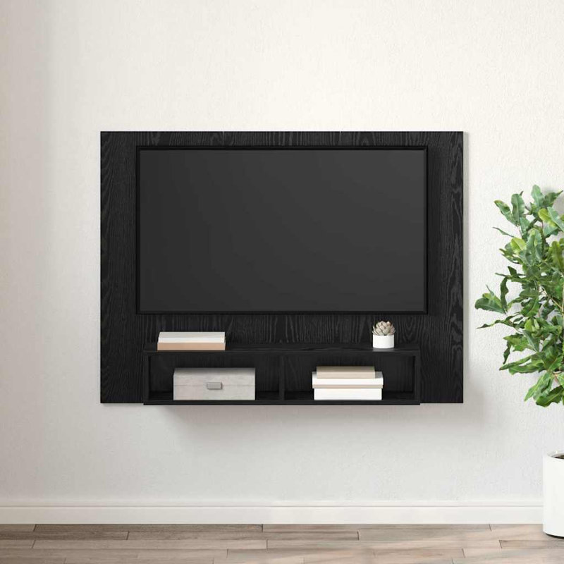 Wall TV Cabinet 120 X 23.5 X 90 Cm Engineered Wood, Black Oak