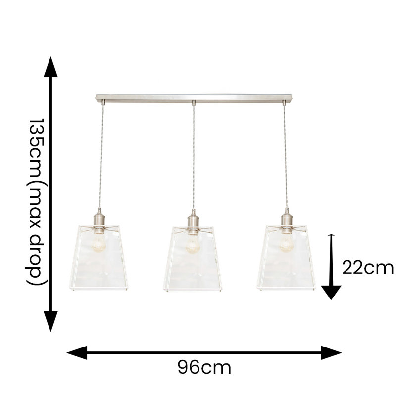 3 - Light Pendant, Chrome, No