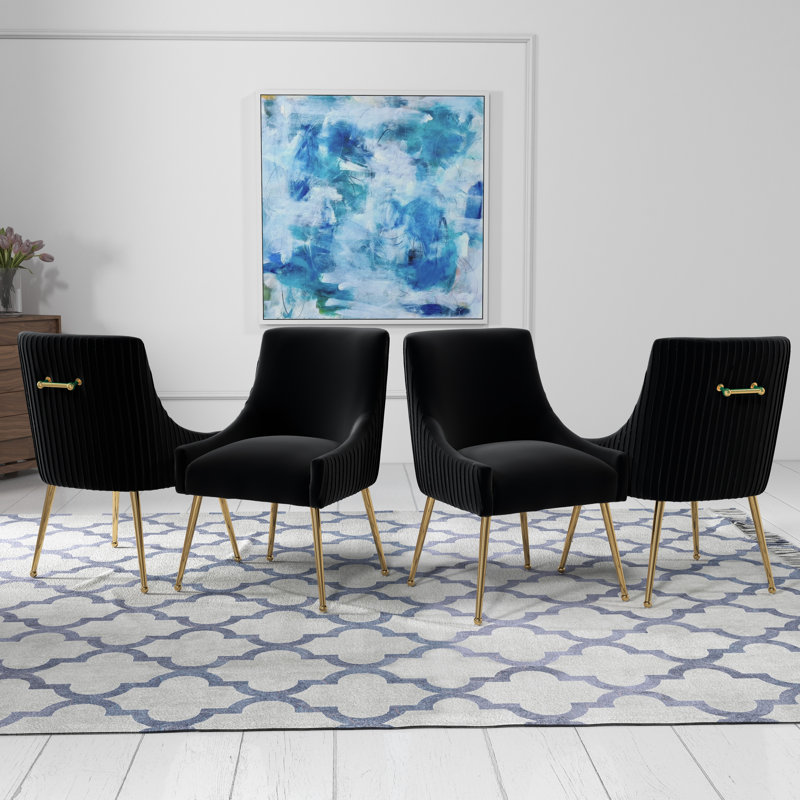 Chaise d'appoint en velours Baudel, Noir