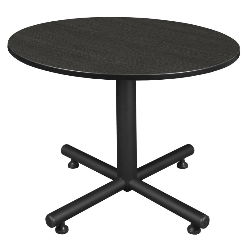 Ash Grey and Black 42" Round Wood Laminate Breakroom Table