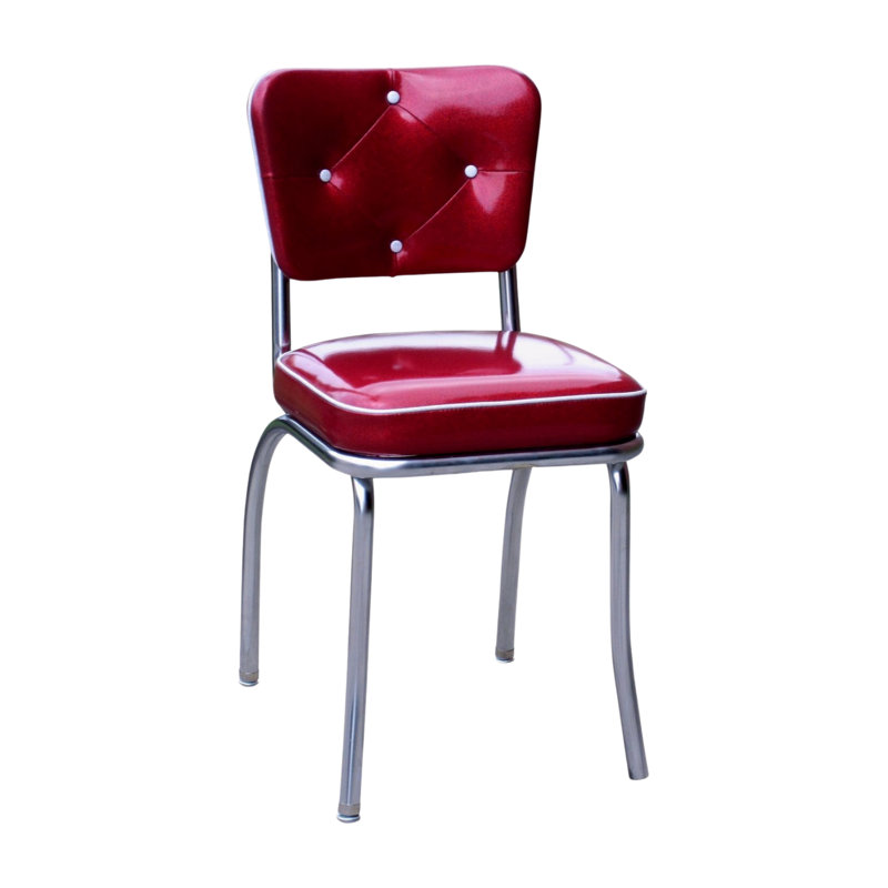 Retro Home Upholstered Tufted Back Dining Chair, Glitter Sparkle Red