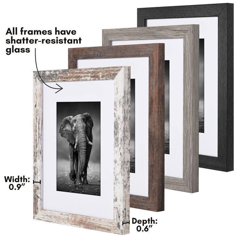 Ensemble de 4 cadres photo Americanflat, L 8 po x H 10 po, Auberge rustique