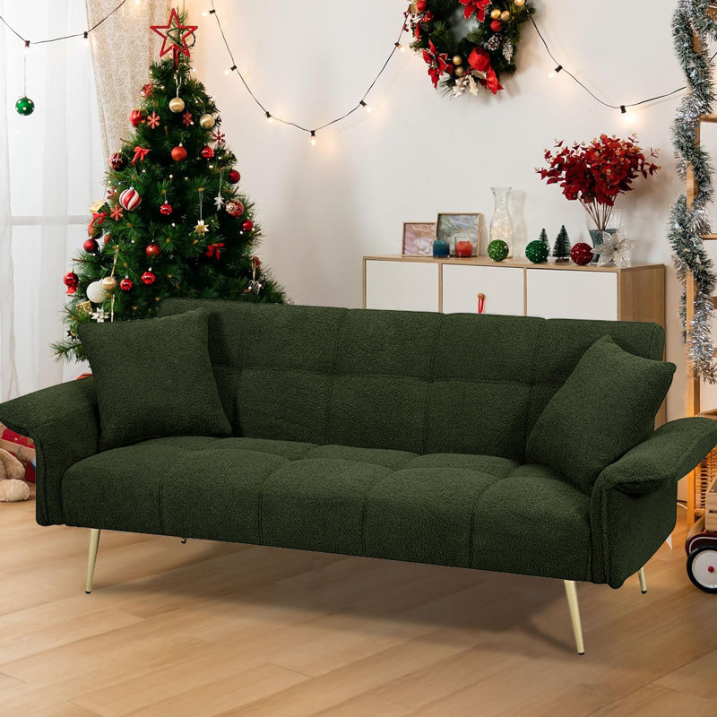 Canapé à accoudoirs évasés 70 po Zenys, 100 % polyester vert