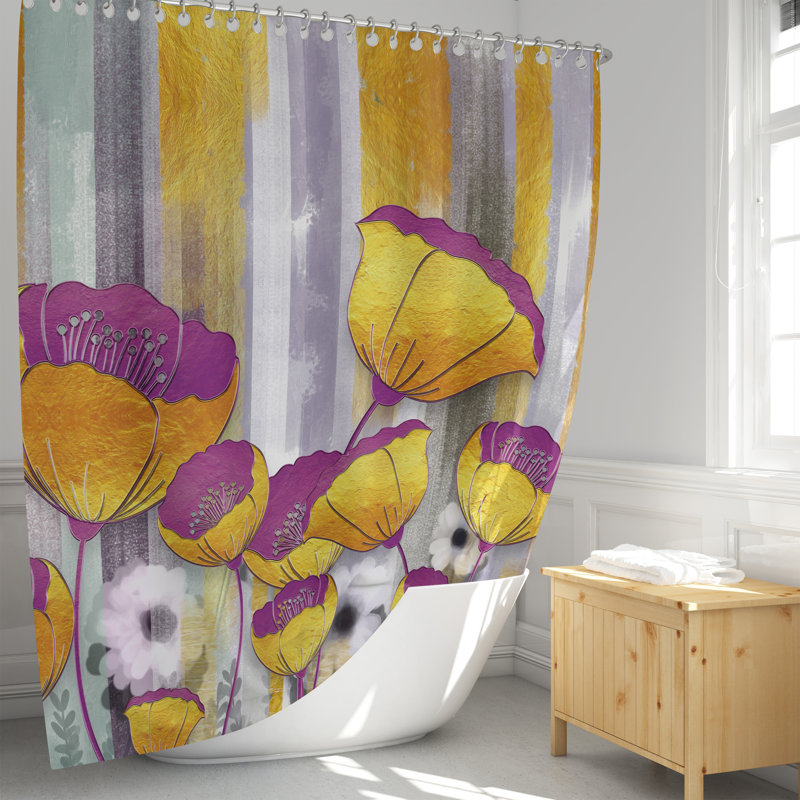 Rideau de douche simple + crochets, H 83 po x l 70 po