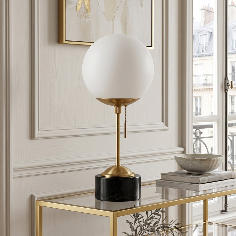 Tariq Marble Table Lamp, Black Brass