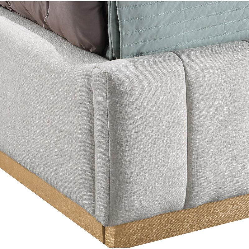 Lit à panneaux Codyn, Grand, Tissu texturé en lin crème