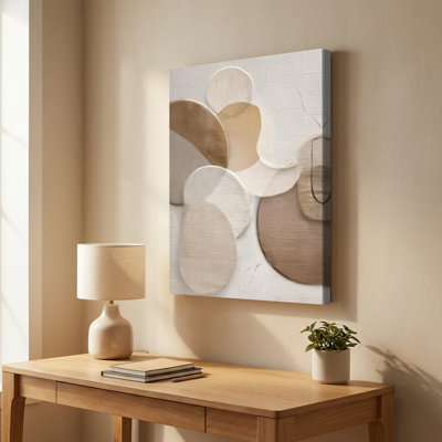 Minimalist Overlapping Textured Forms Neutral Tones Abstract Canvas Art