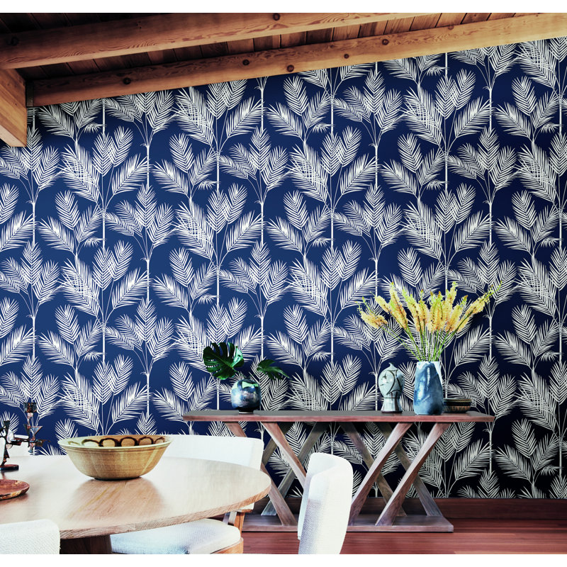 Rouleau de papier peint L 33 pi x l 20,5 po Palm Japon, Marine