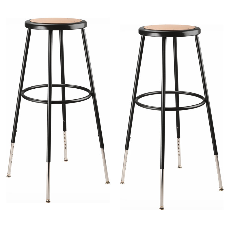Adjustable Height Ergonomic Lab Stool with Footrest, Black, 39"
