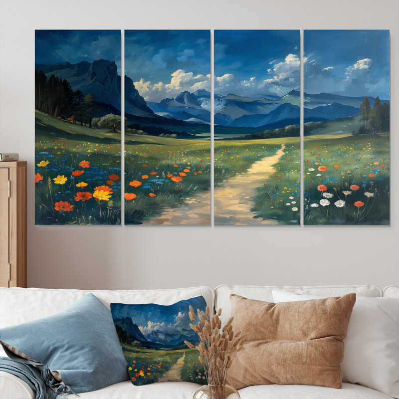 «Yellowstone Mountains National Park Landscape», ensemble d'art mural sur toile, H 32 po x l 64 po